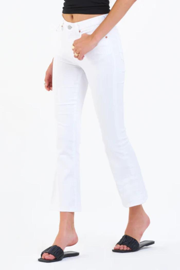 JEANNE SUPER HIGH RISE CROPPED FLARE JEANS OPTIC WHITE Product Image