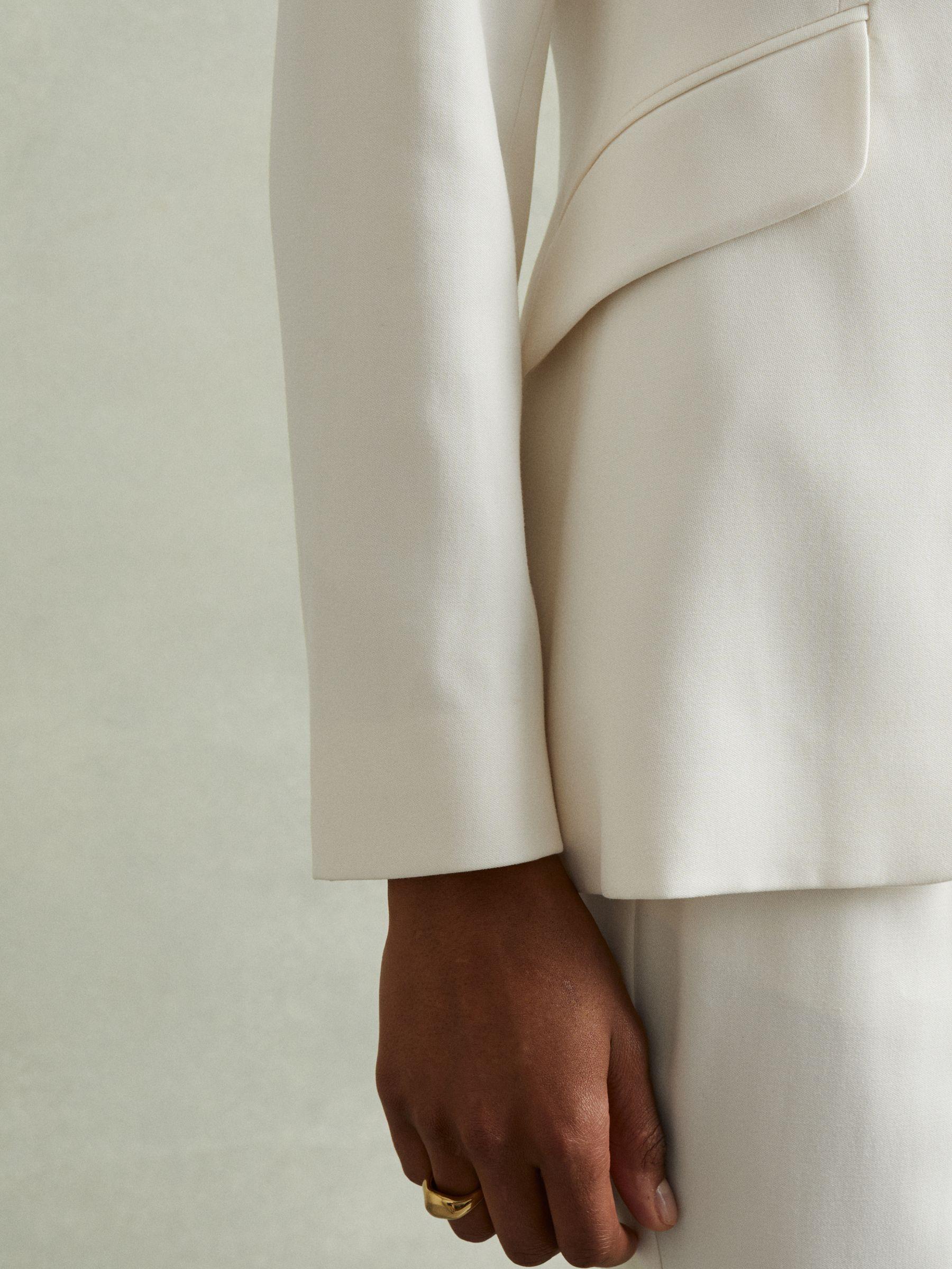 Linen Wide-Leg Whipstitch Trousers in White Product Image