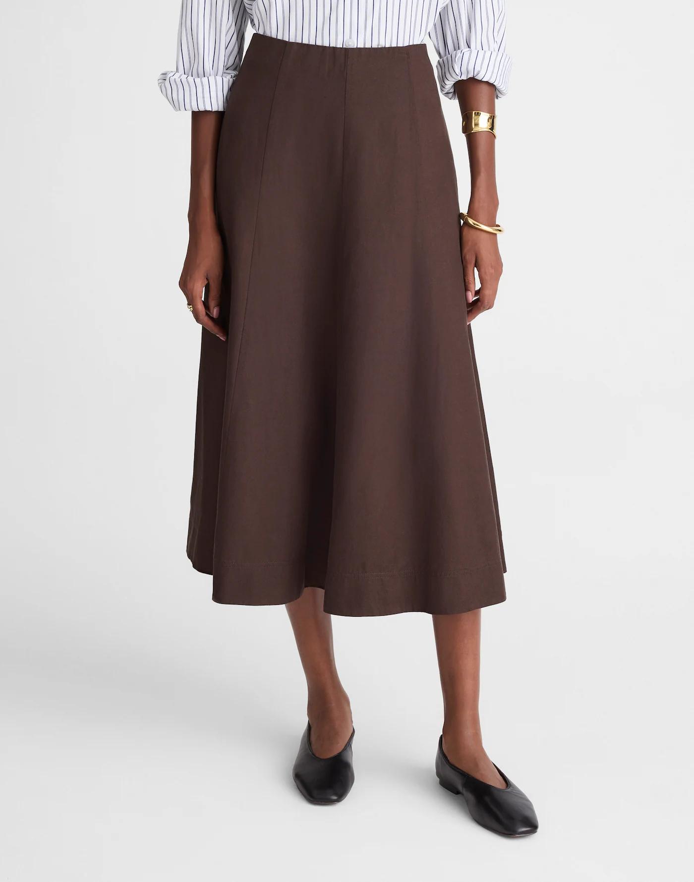 Paneled Midi Skirt in Cotton-Blend Twill Product Image