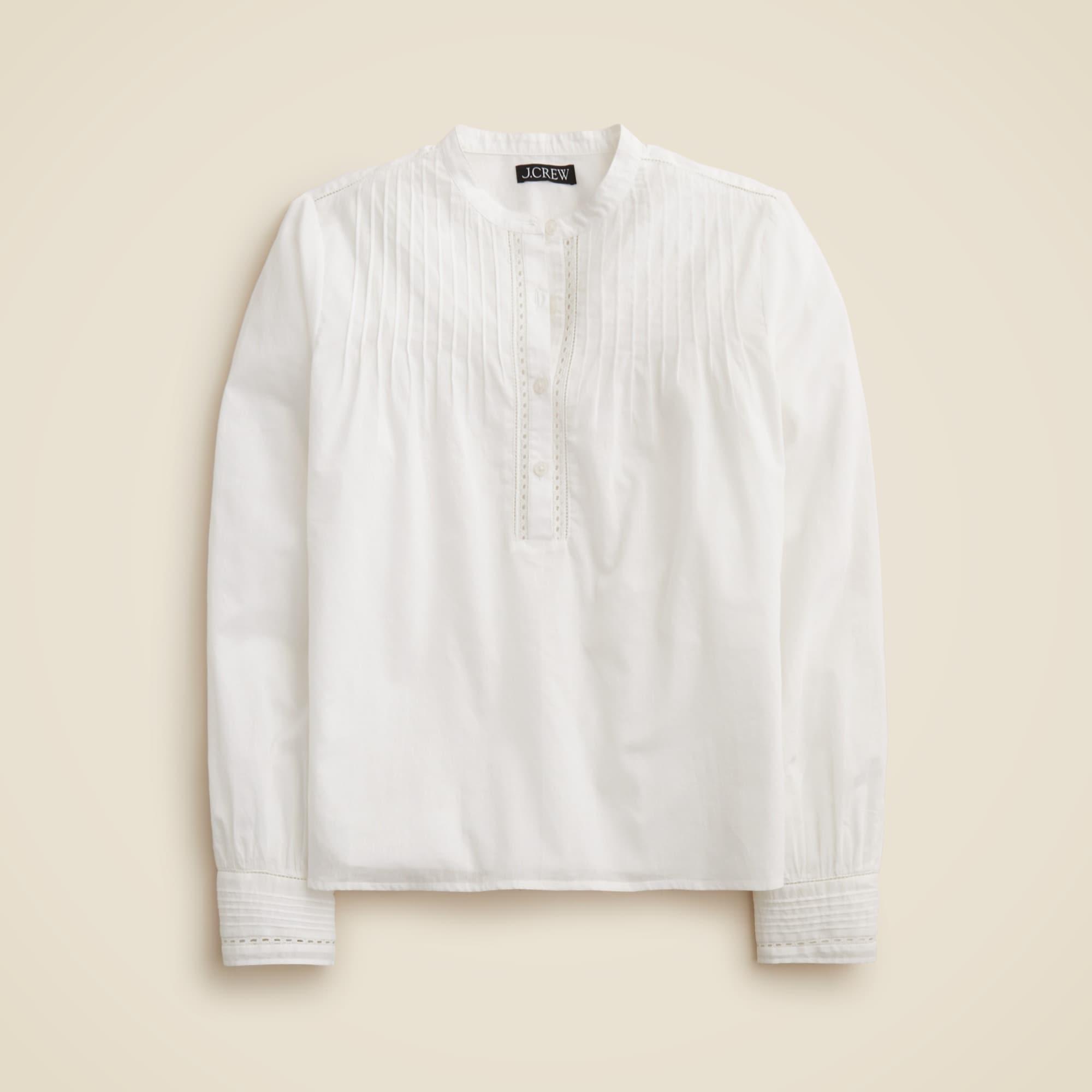 Pintuck lace-trim top in cotton voile Product Image