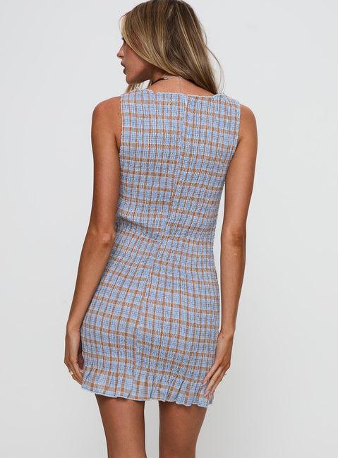 Cecilea Shirred Mini Dress Blue Product Image