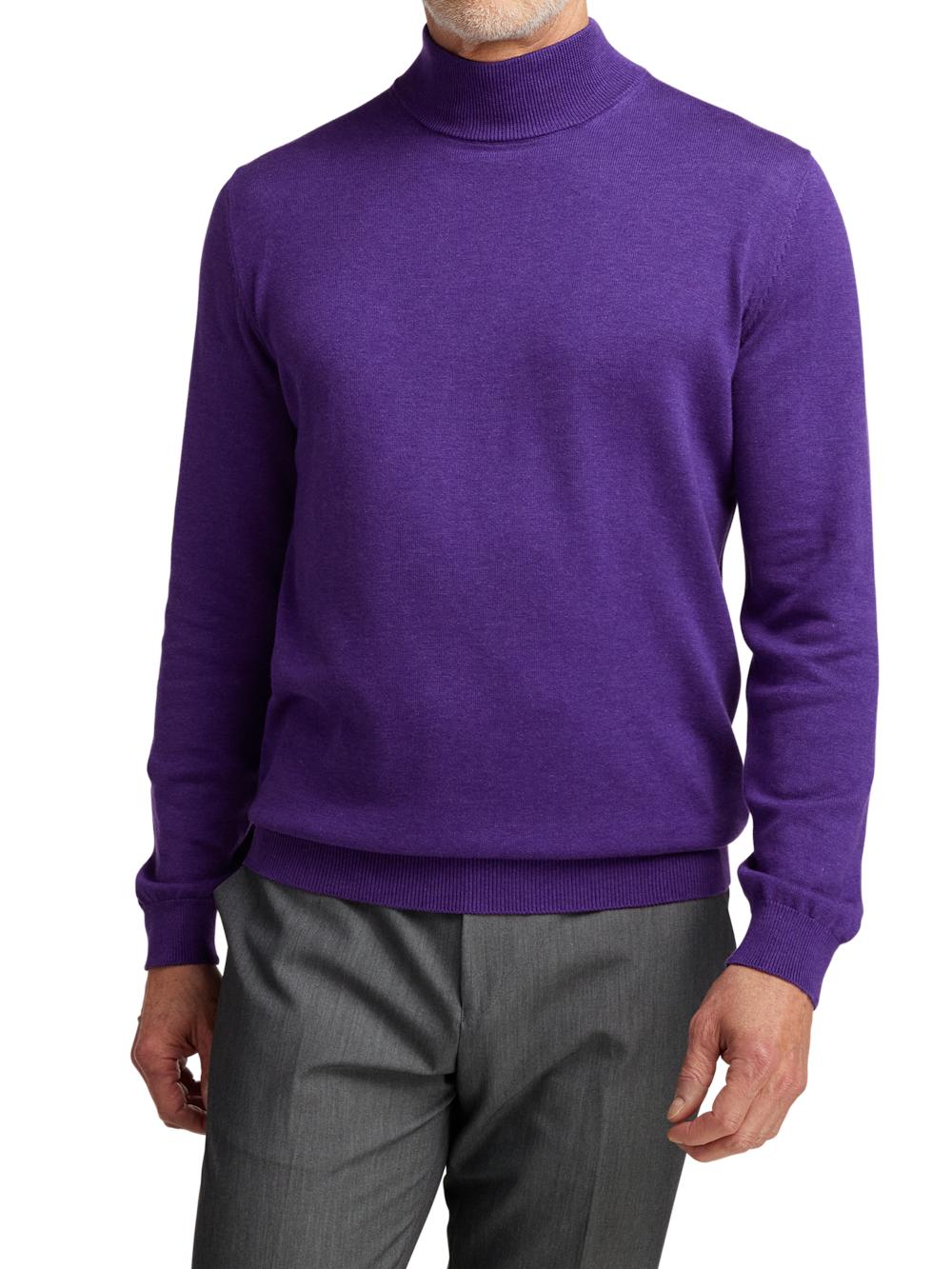 Supima Cotton Mock Neck Sweater - Purple Product Image