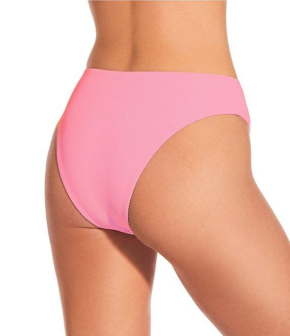 Gianni Bini Solid Ribbed High Leg High Waist Swim Bottom Product Image