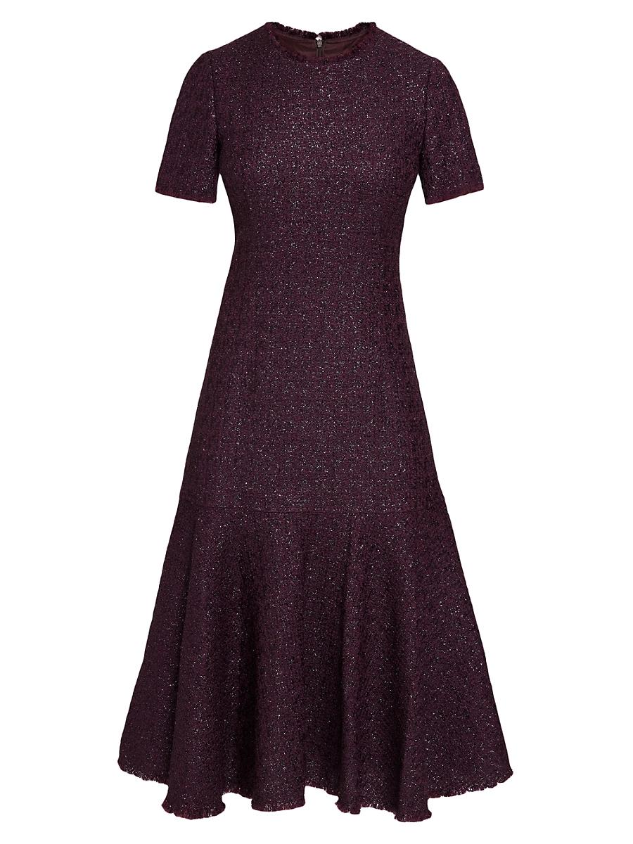 Womens Wool-Blend Tweed Midi-Dress Product Image