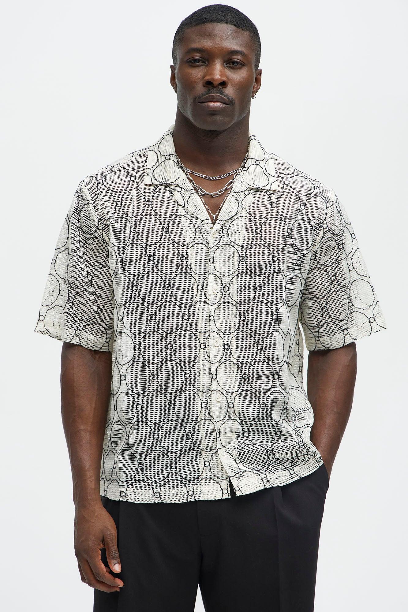 Circles Cuban Mesh Shirt - Cream/combo Product Image