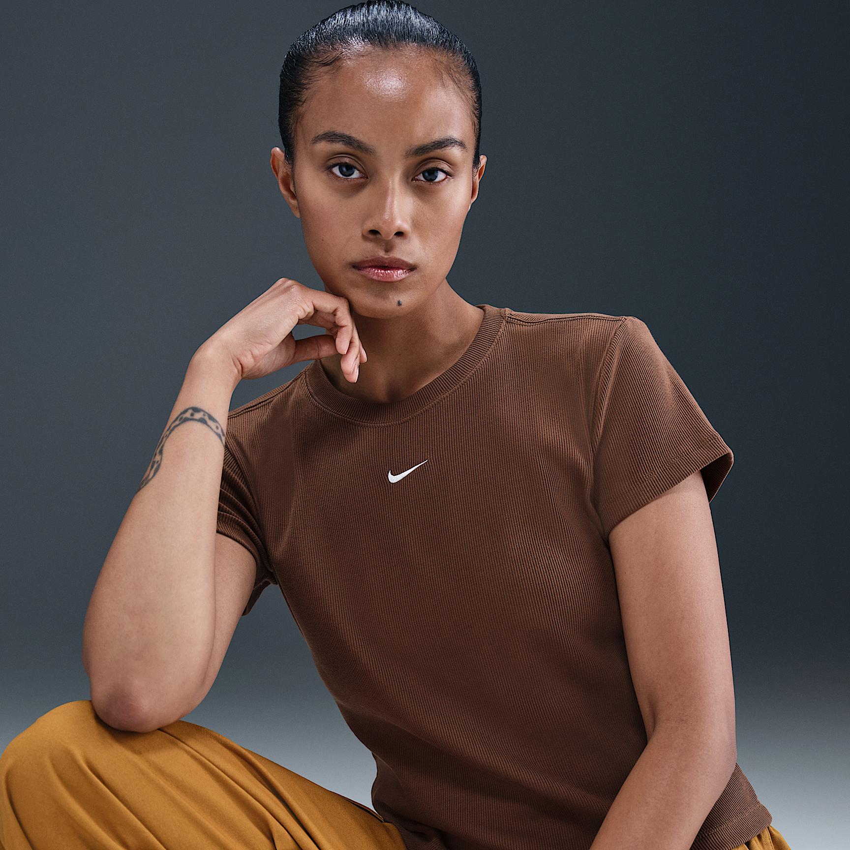 Womens Nike Sportswear Tight Ribbed Short-Sleeve T-Shirt | HV4994-265 Product Image