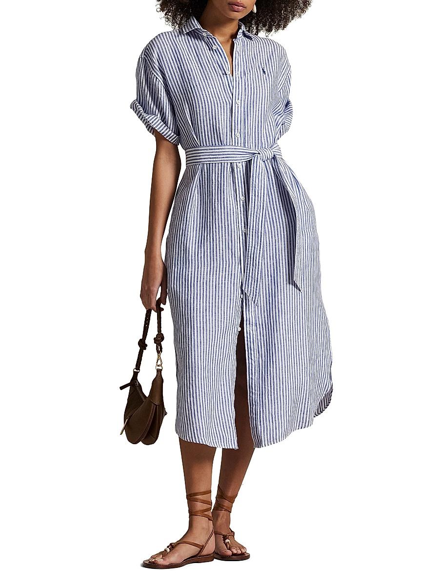 Womens Striped Linen Shirtdress Product Image