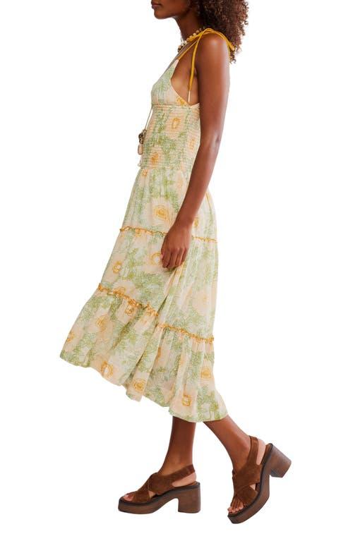 FREE PEOPLE Adriel Floral Print Knee Length Cami Dress In White Product Image