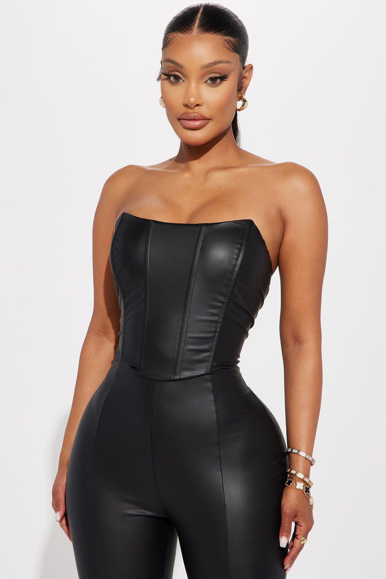 Must Be The Money Faux Leather Jumpsuit - Black Product Image