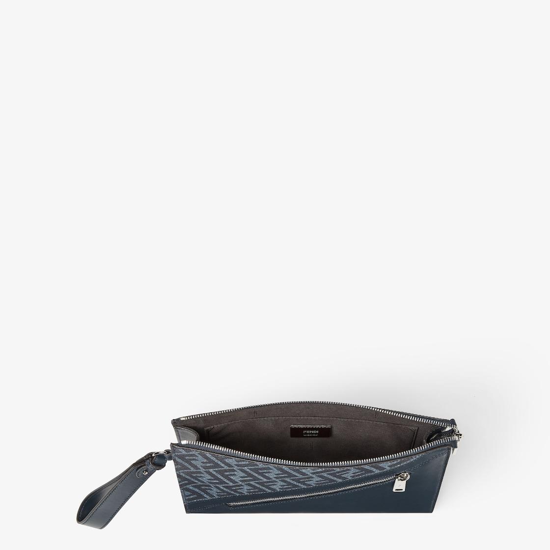 Fendi Diagonal Flat PouchBlue FF canvas pouch Product Image