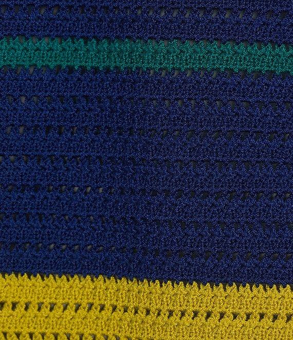 Investments Petite Size Olive Stripe Novelty Short Sleeve Crew Neck Sweater Top Product Image