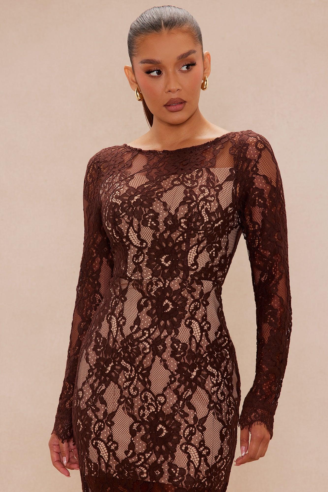 Marlowe Lace Maxi Dress - Chocolate Female Product Image