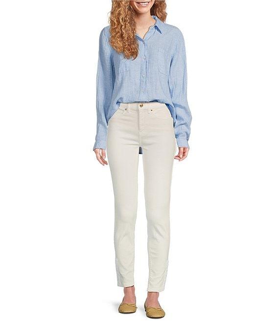 Lilly Pulitzer Sea View Woven Linen Point Collar Long Sleeve Button Down Shirt Product Image