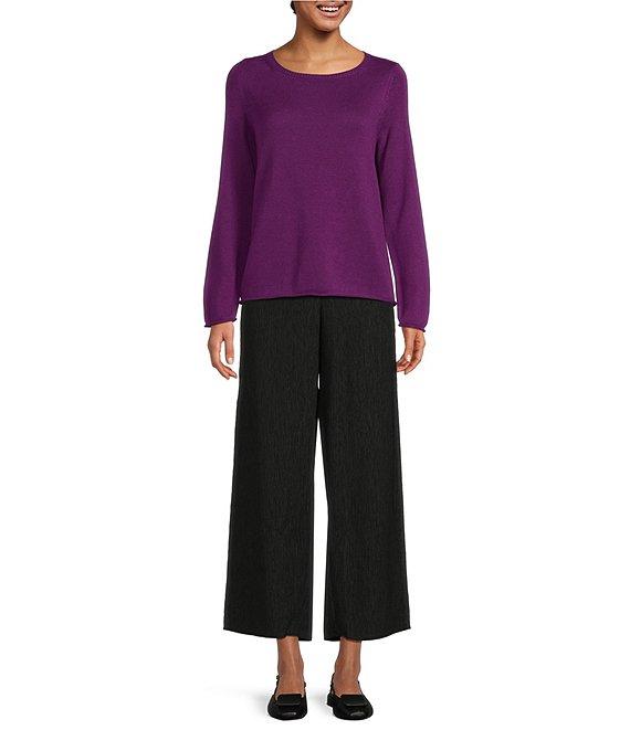 Eileen Fisher Peruvian Cotton Blend Boat Neck Long Sleeve Sweater Product Image