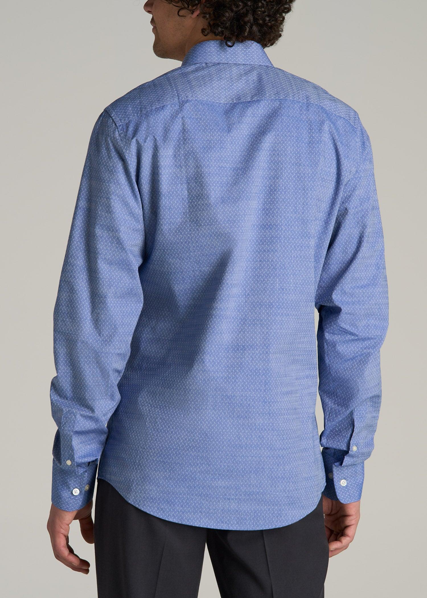 Premium Dress Shirt for Tall Men in Medium Blue Diagonal Male Product Image