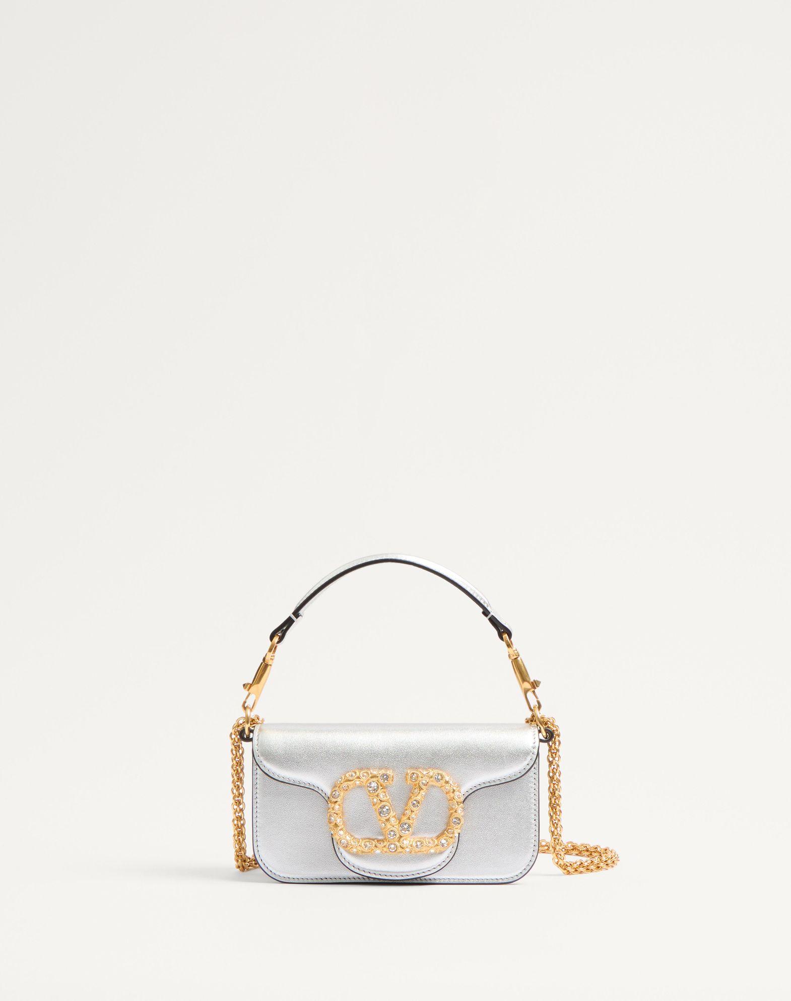 Valentino Garavani Locò Small Shoulder Bag In Laminated Calfskin With Jewel Logo Product Image
