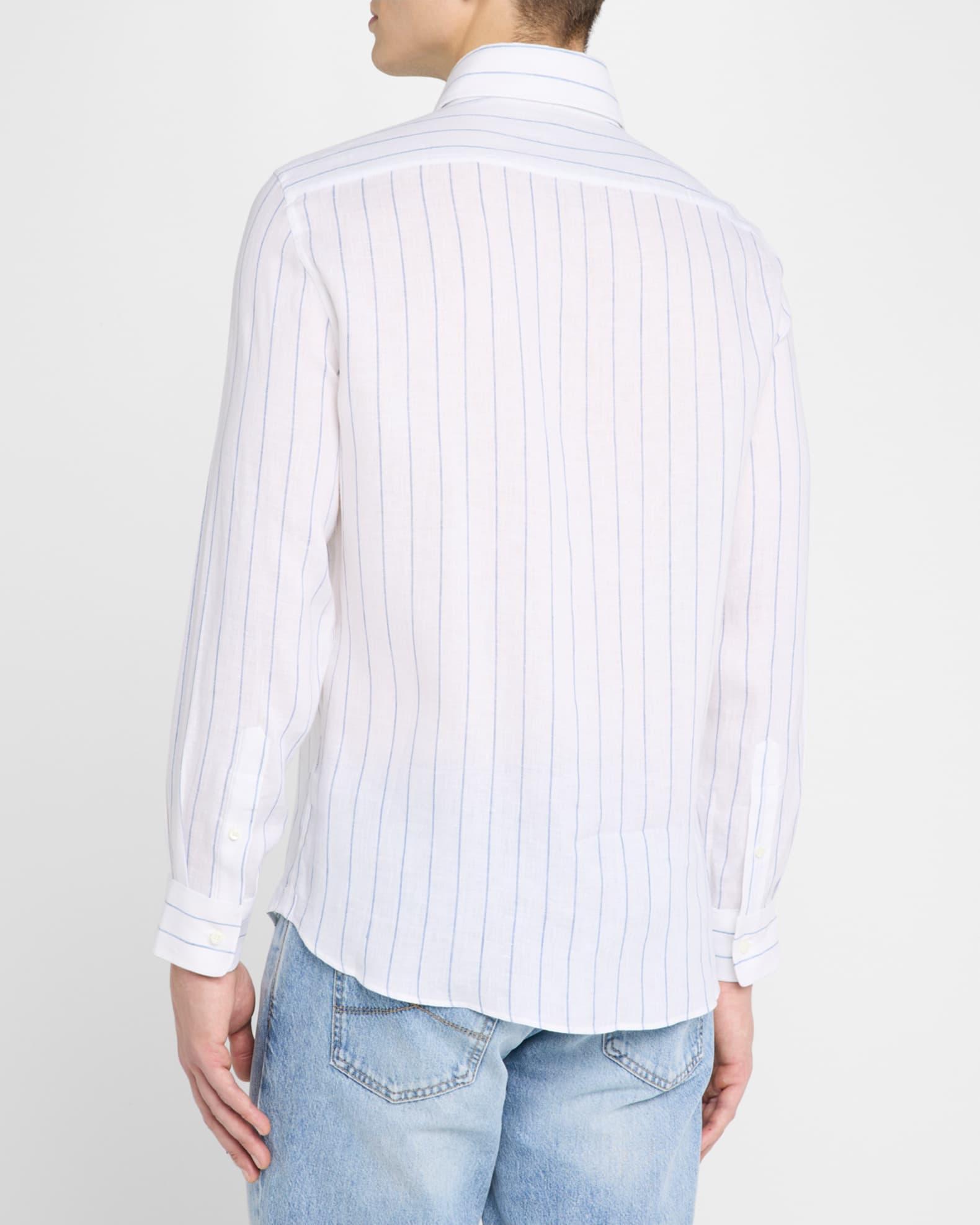 Men's Linen Stripe Casual Button-Down Shirt Product Image