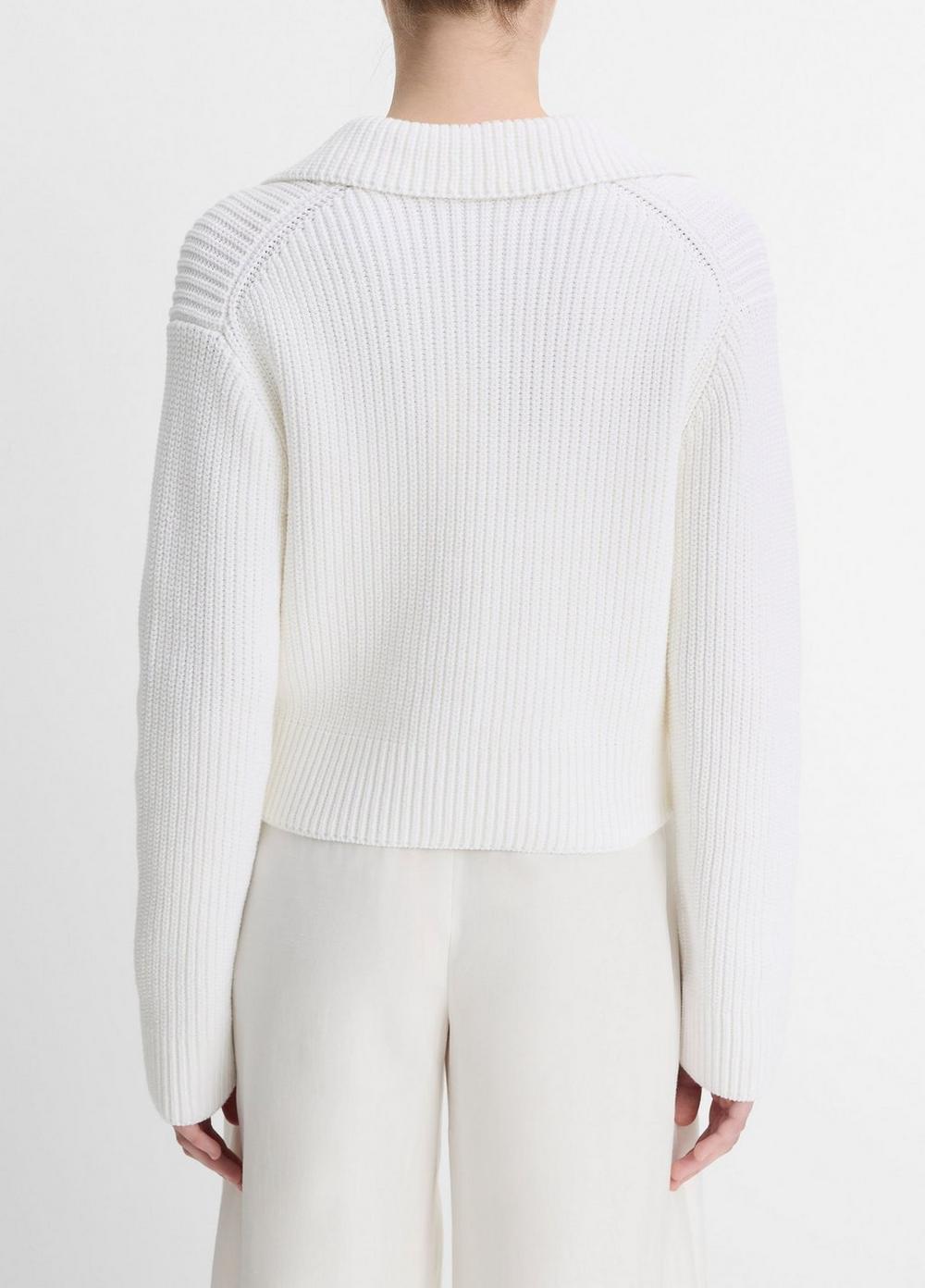 Cotton-Blend Double-Breasted Sweater Jacket Product Image