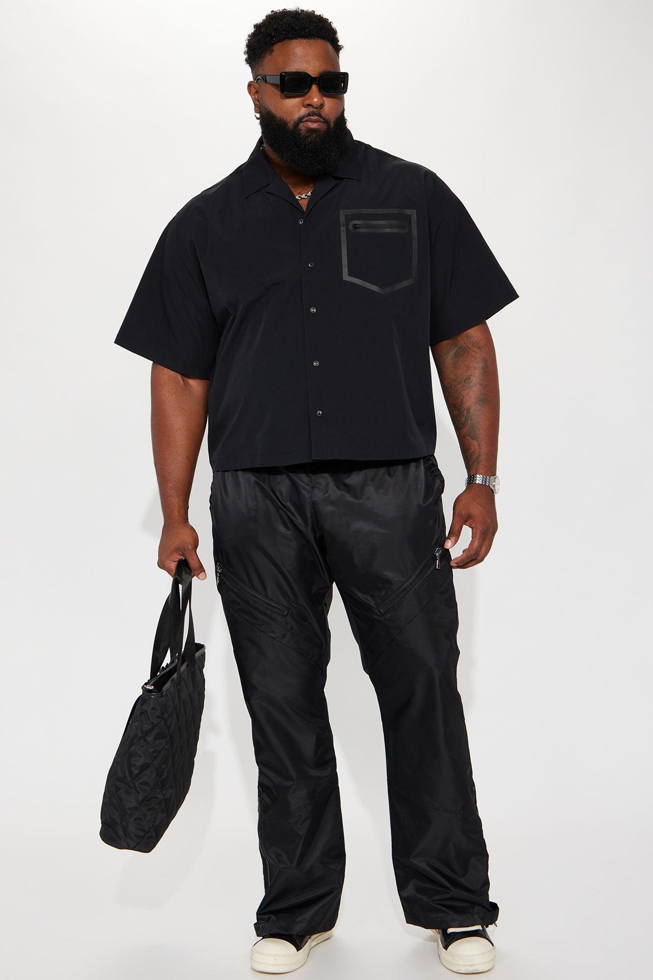 Play The Track Stacked Slim Flare Nylon Pants - Black Product Image