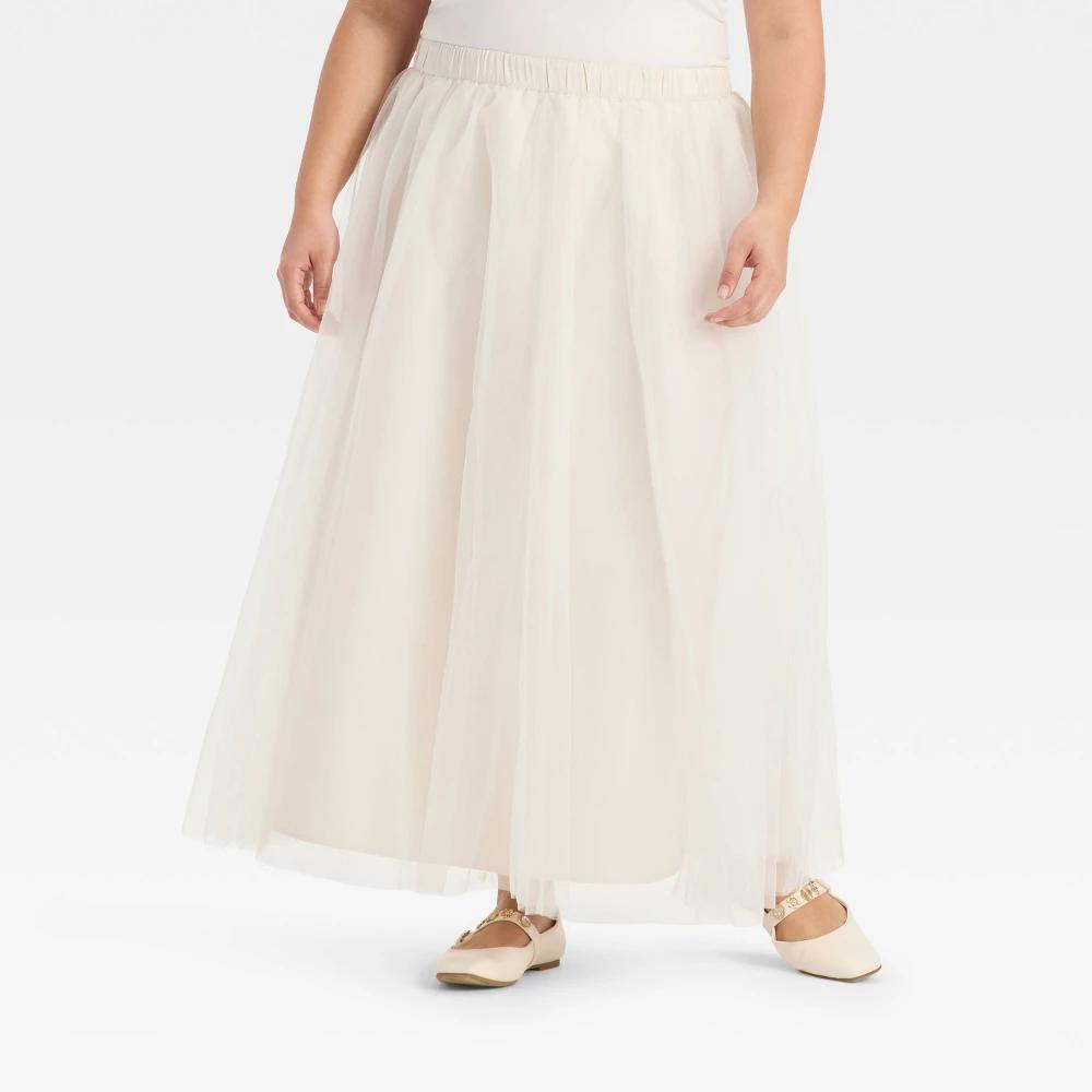 Women's Tulle A-Line Skirt - A New Day™ Cream Product Image