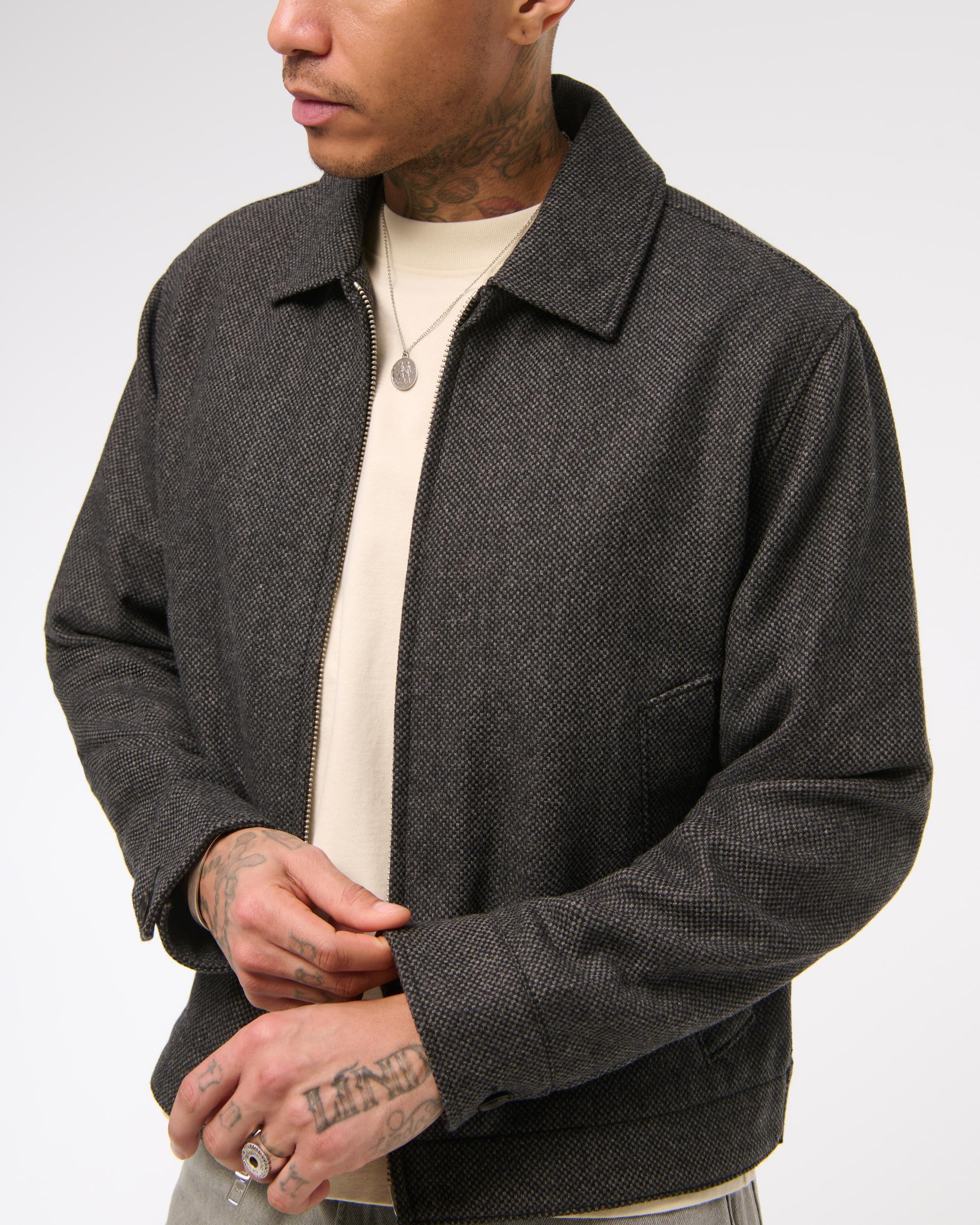 Cropped Wool-Blend Zip Jacket Product Image