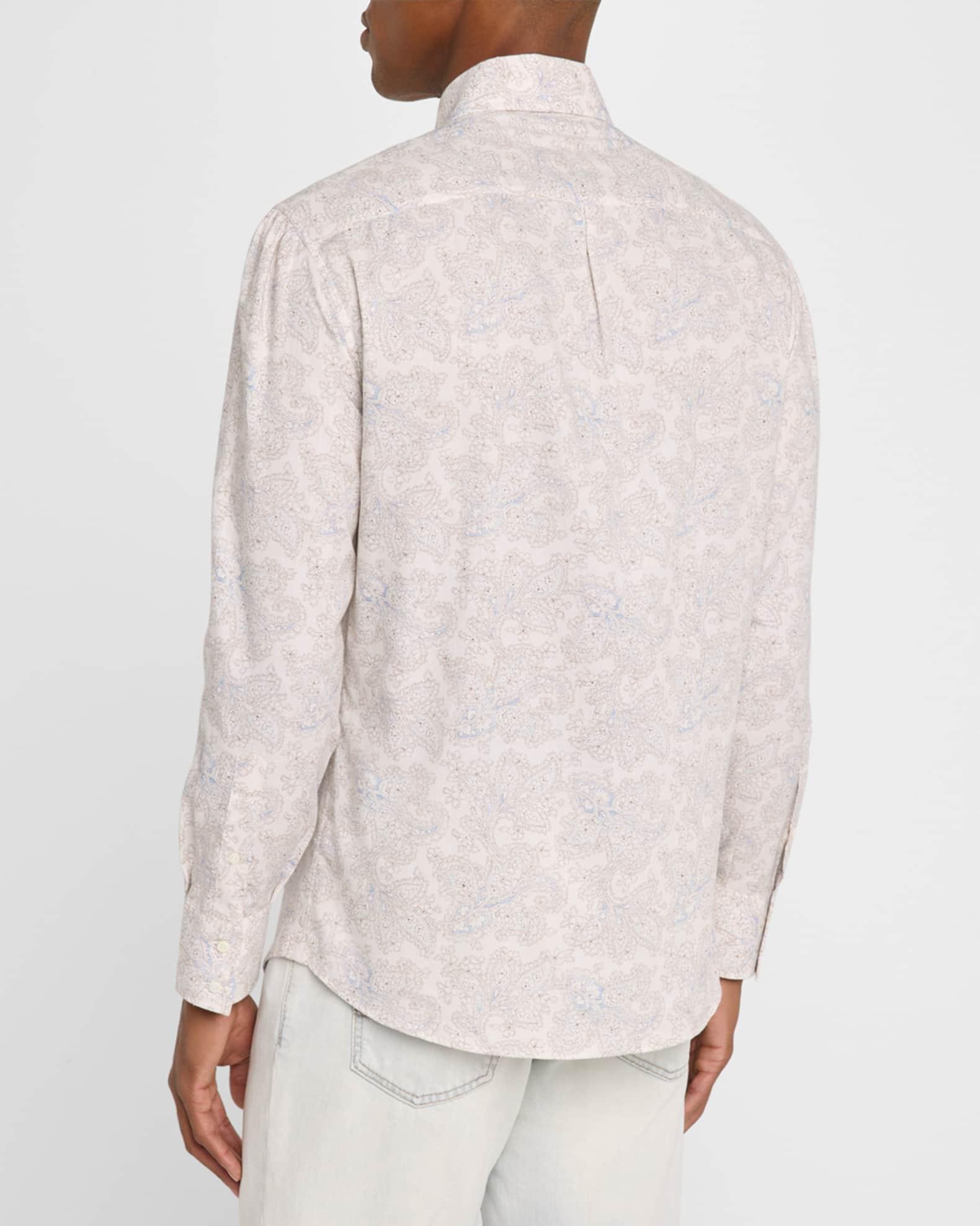 Men's Cotton Paisley Casual Button-Down Shirt Product Image