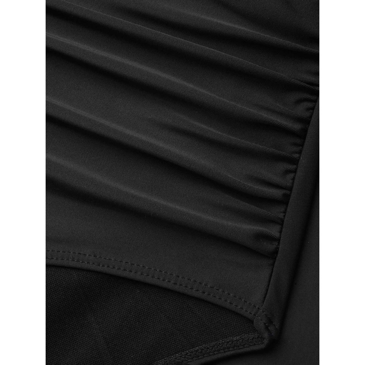 Plus Size Layered Hips Coverage Slit Swim Bottoms Women's Swimwear Black Resort Slit High stretch Bodycon High Rise Curve Swim Bottoms BloomChic 22-24/3X Product Image