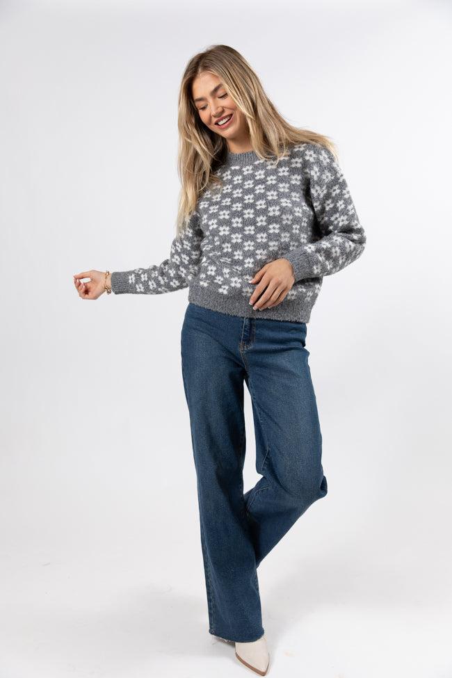 Gonna Go Far Grey Flower Print Sweater FINAL SALE Product Image