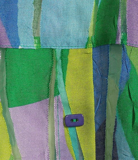 IC Collection Plus Woven Abstract Print Wire Collar Bracelet Sleeve Button Front Jacket Product Image