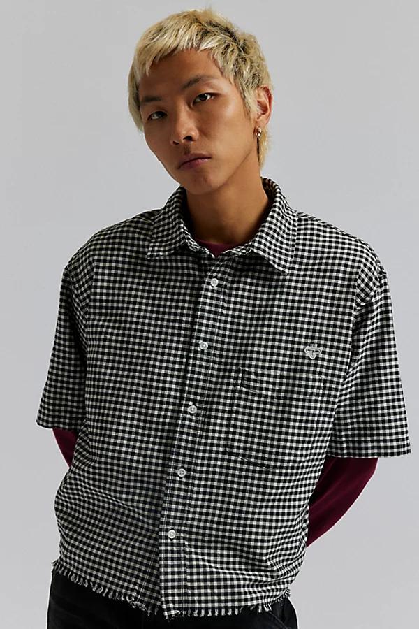 Urban Outfitters UO Check Pattern Cutoff Oxford Shirt Top Mens at Urban Outfitters Product Image