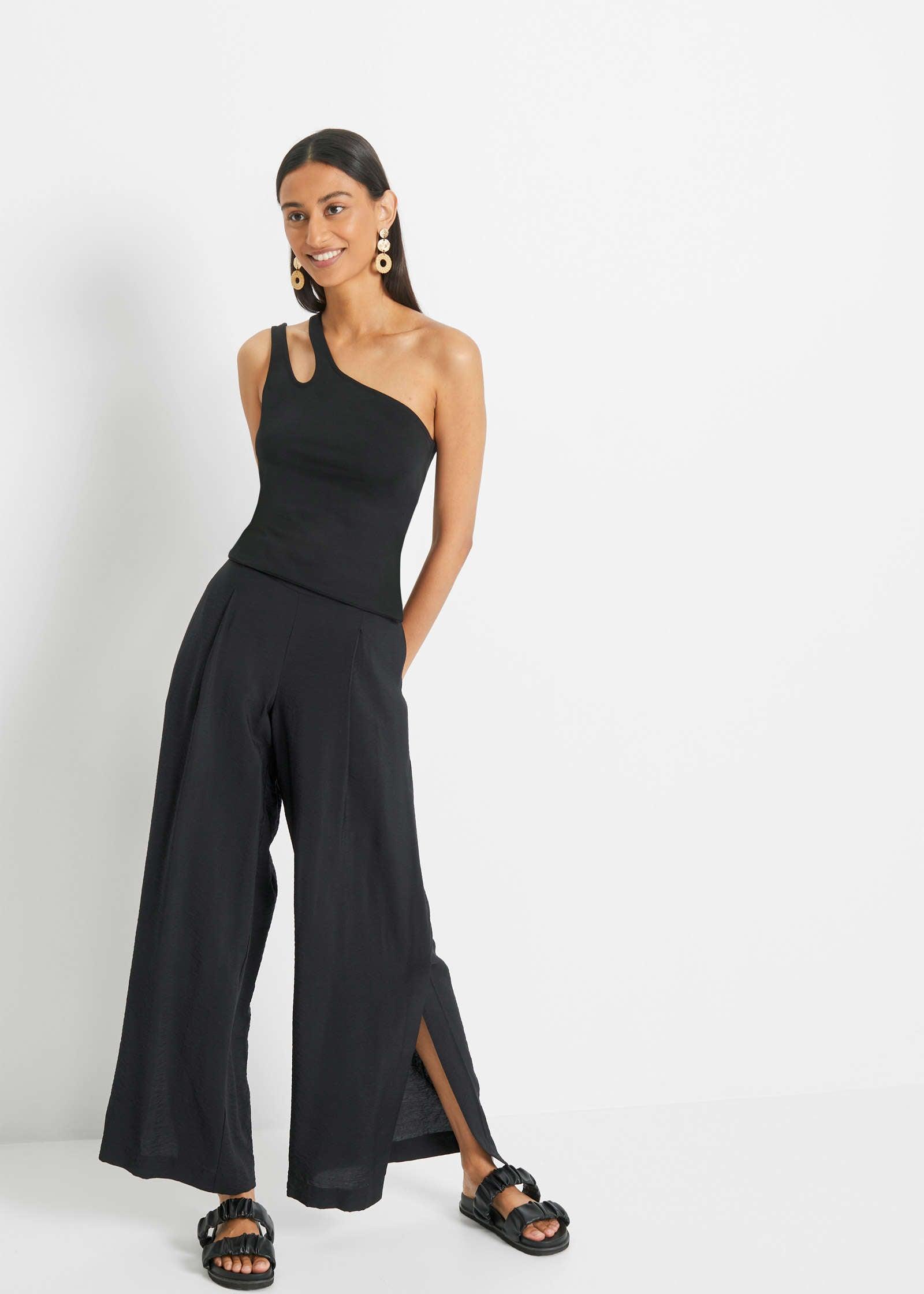 One Shoulder Top - Black Product Image