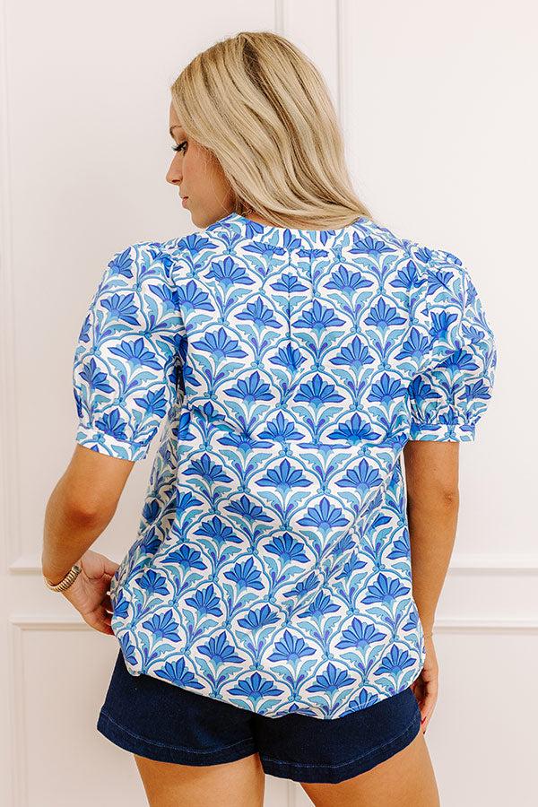 French Riviera Floral Shift Top in Blue Product Image