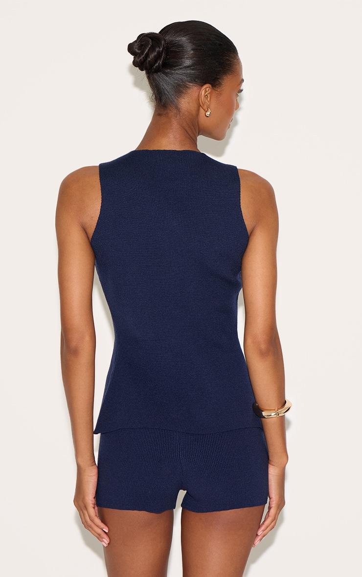 Navy Compact Knit Button through Vest Product Image