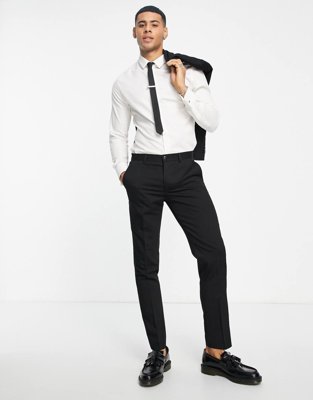 Jack & Jones Premium slim suit pants in black Product Image