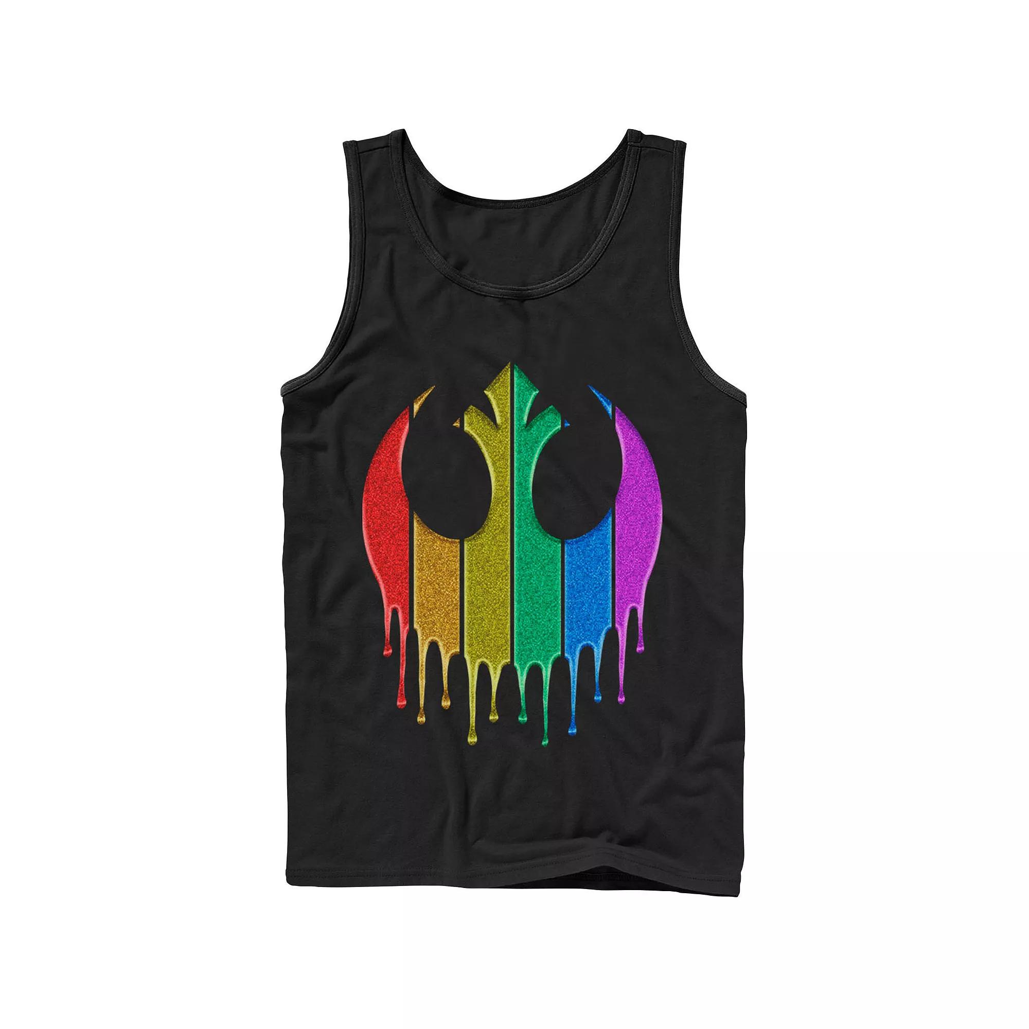 Men's Star Wars Pride Rebel Rainbow Glitter Logo Tank Top, Size: XL, Black Product Image