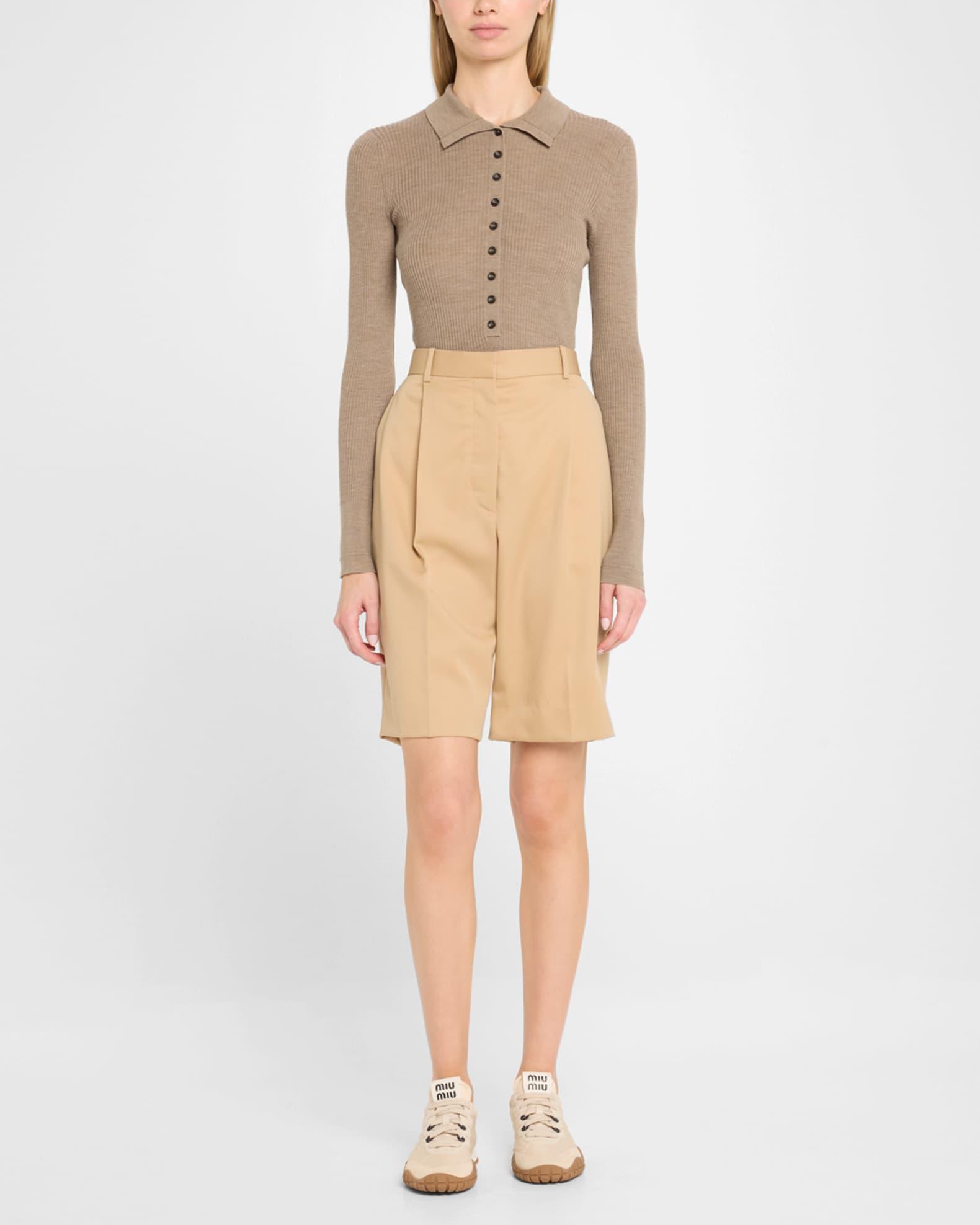 Low-Top Nylon & Leather Sneakers Product Image