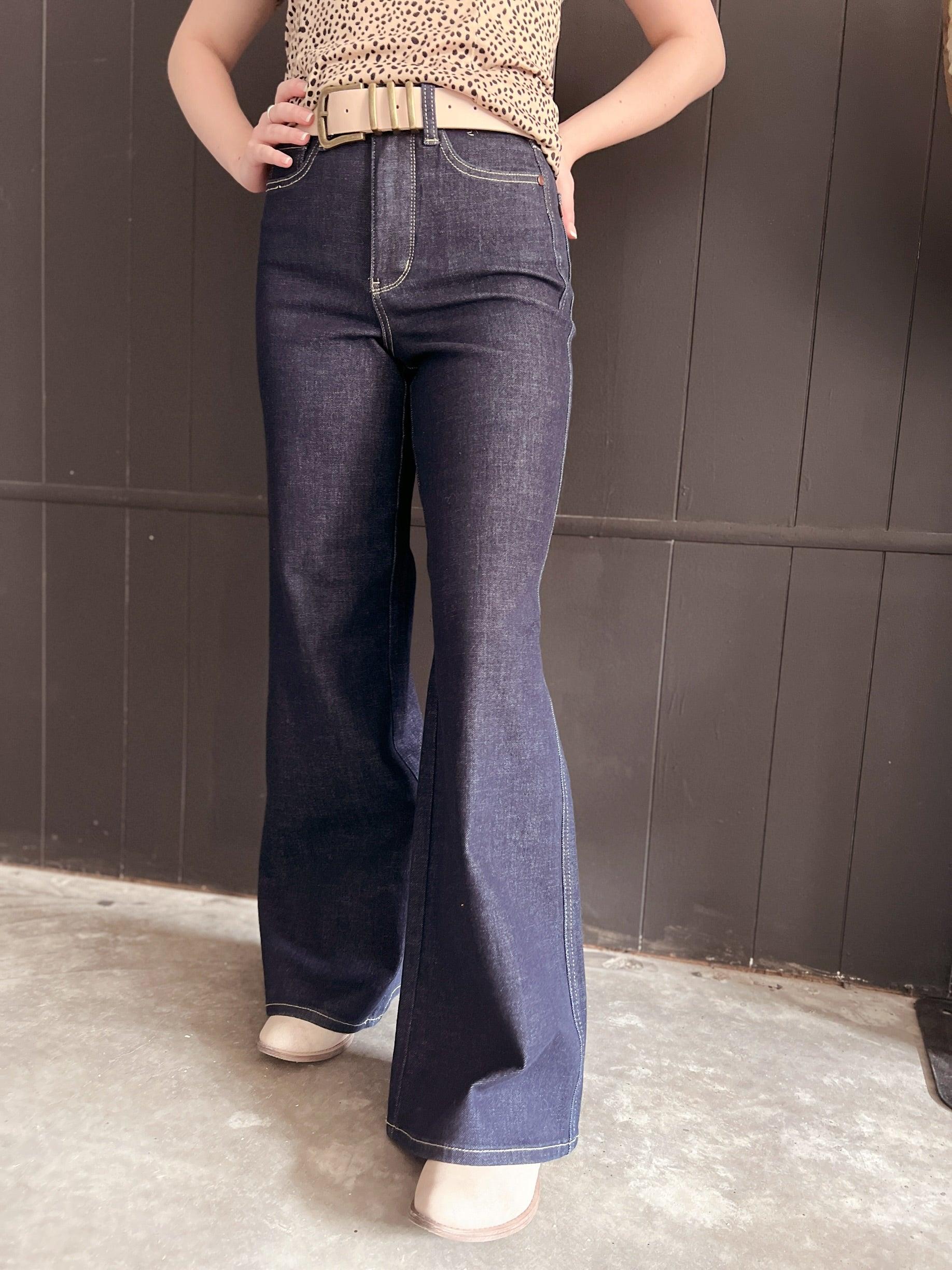 Judy Blue High Rise Dark Wash Wide Leg Jeans Product Image
