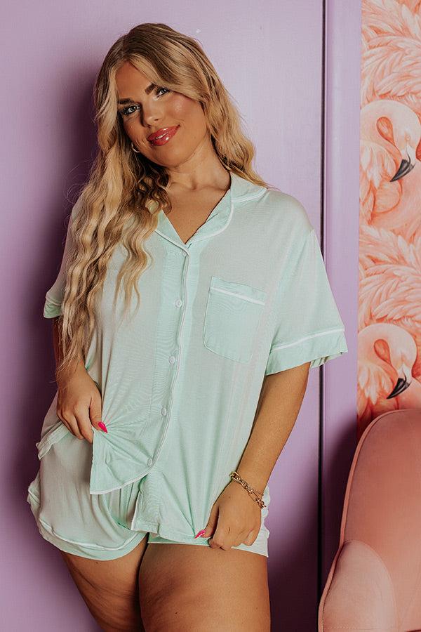 Classic Cuddles Pajama Top In Mint Curves Product Image