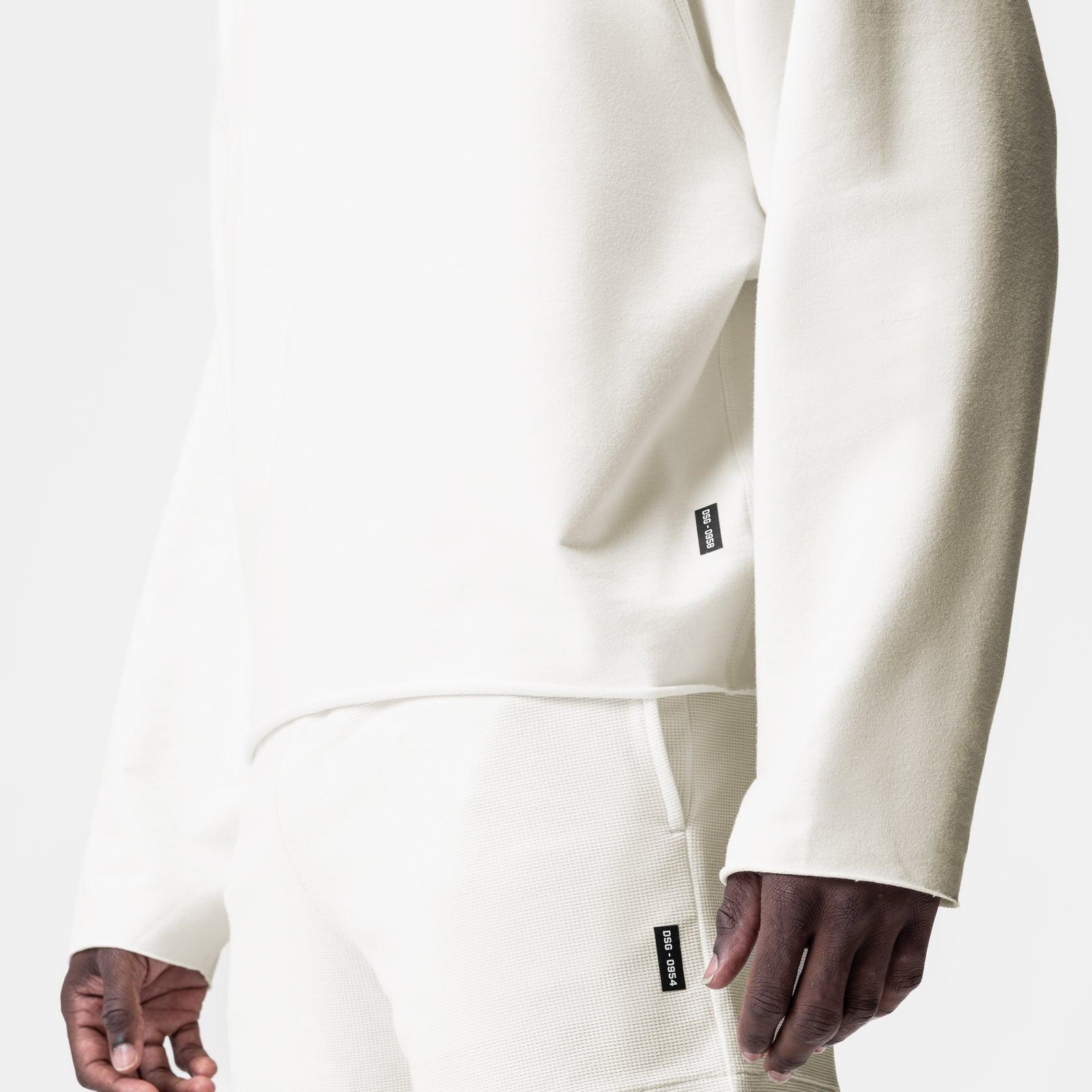 0958. Micro-Terry Raw Hem Hoodie - Cream Product Image