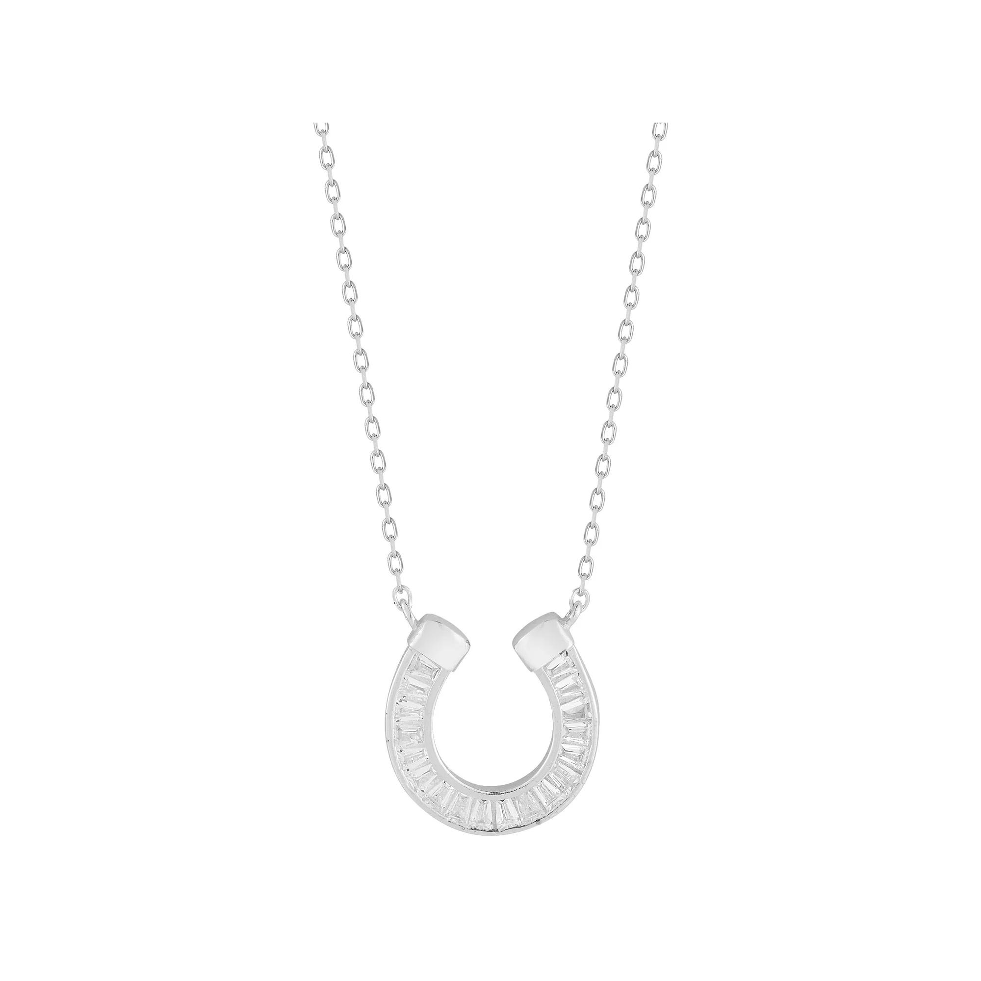 Sunkissed Sterling Cubic Zirconia Horseshoe Pendant Necklace, Women's, Size: 18", Silver Tone Product Image