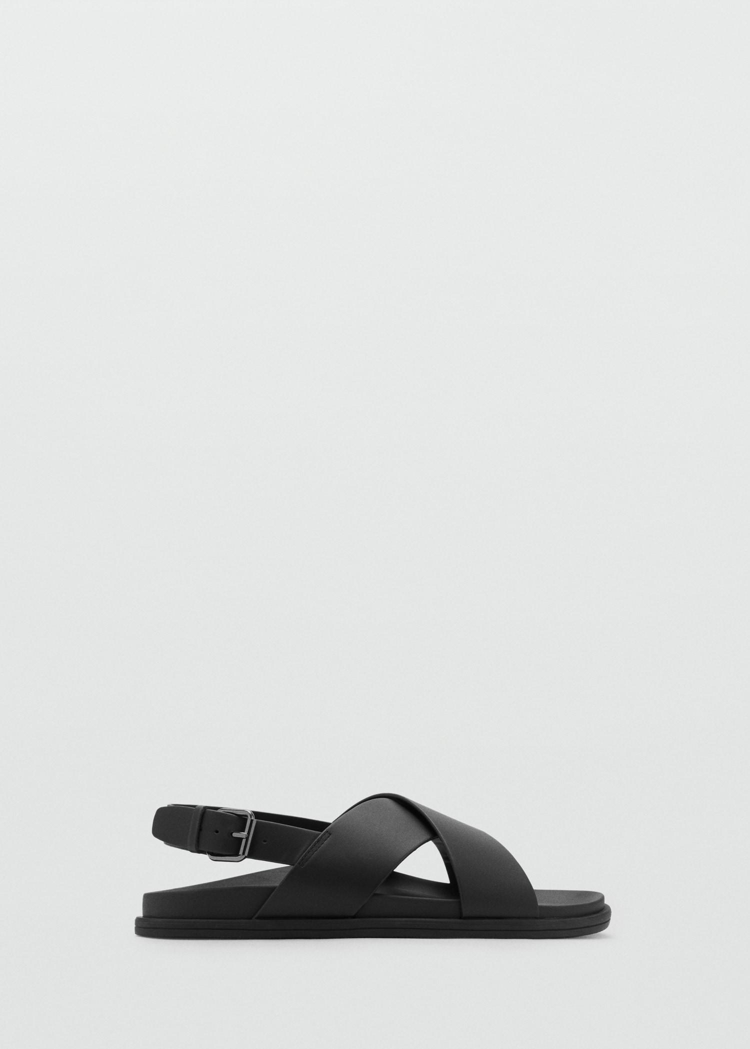 100% leather crossed strap sandal - Men | MANGO USA Product Image