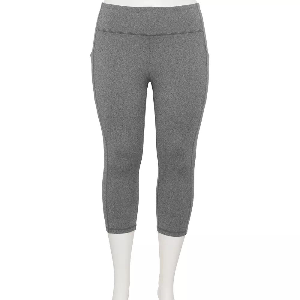 Plus Size Tek Gear® Ultrastretch Pocket High-Waisted Capri Leggings, Women's, Size: 1XL, Grey Sd Product Image