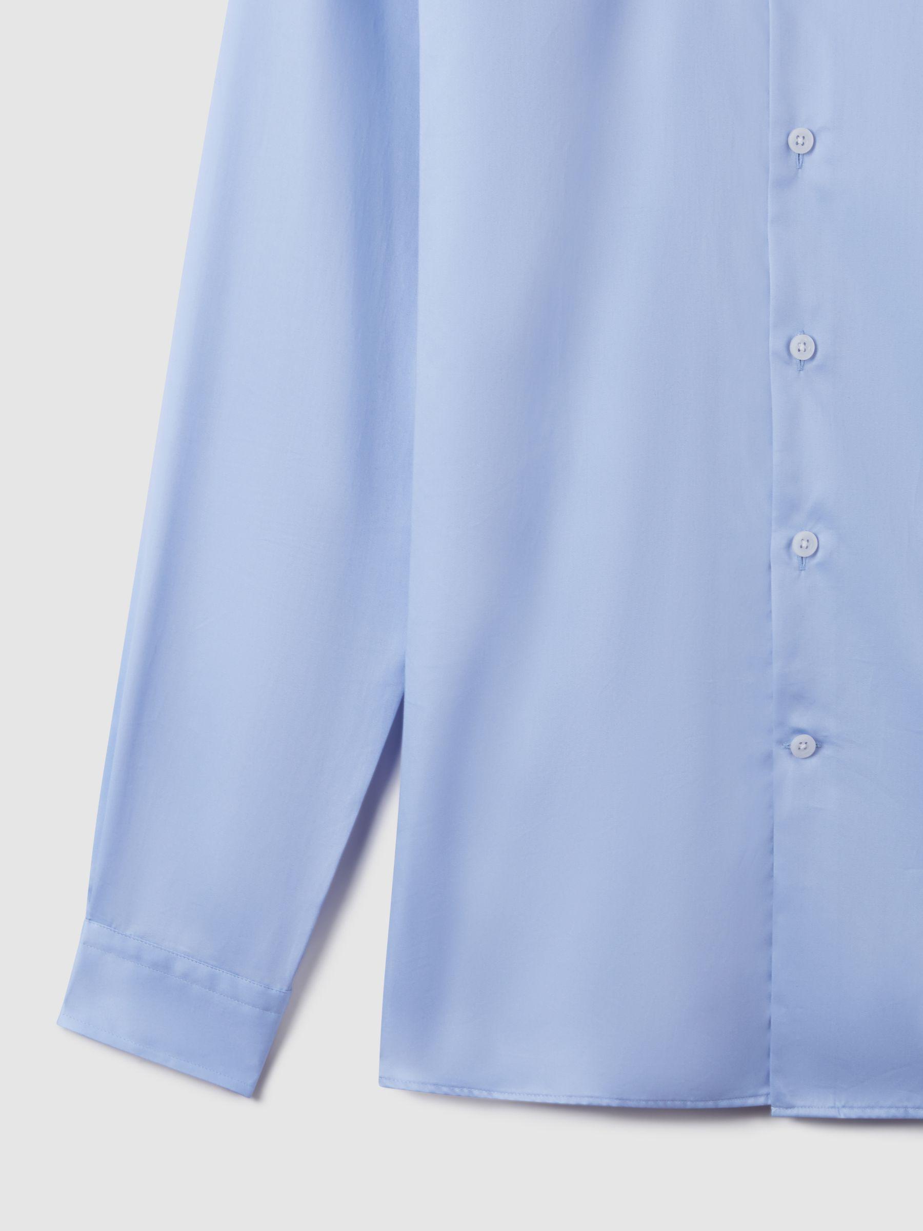 Cotton Sateen Shirt in Blue Stripe Product Image