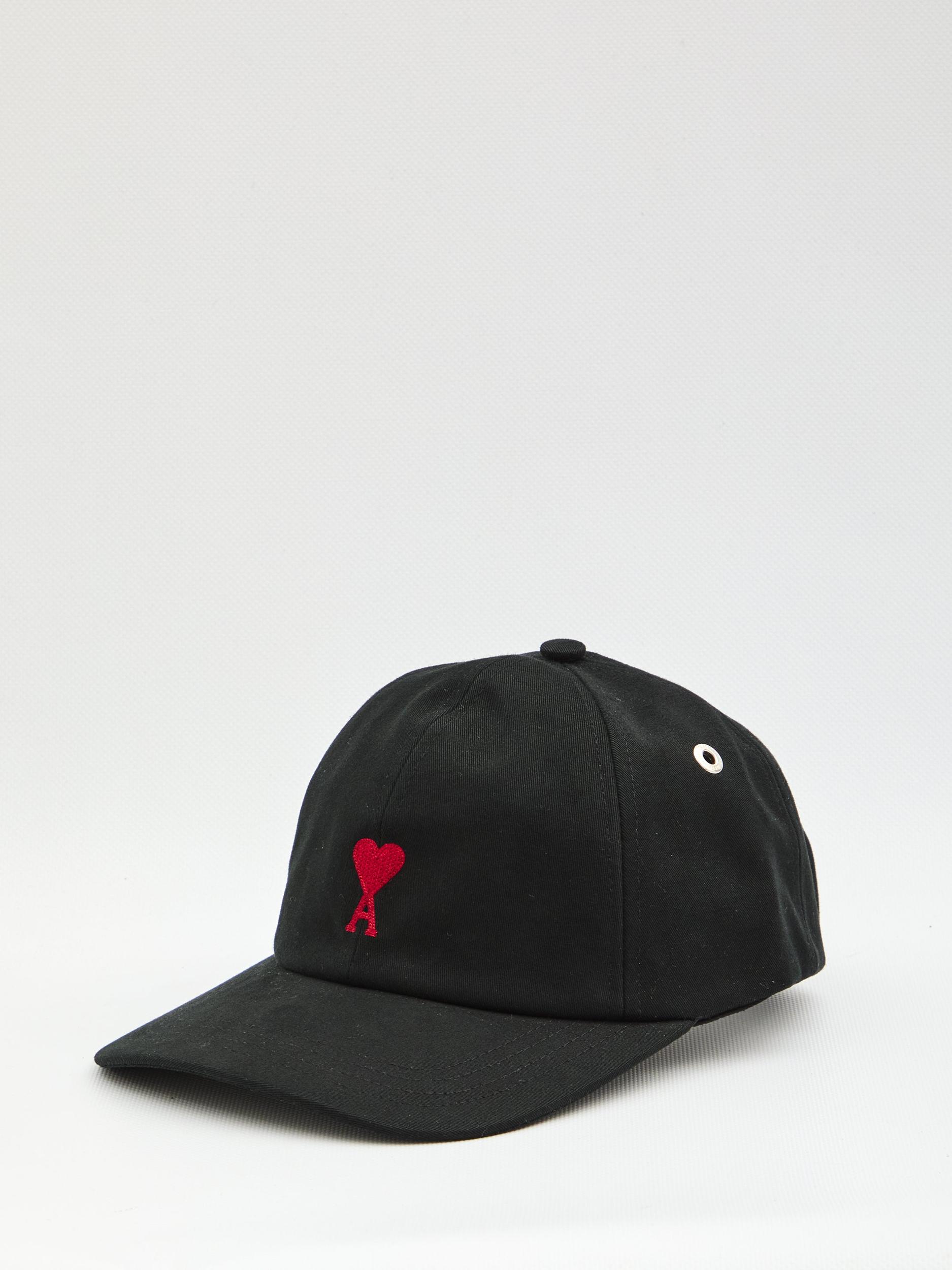 AMI ALEXANDRE MATTIUSSI Ami Paris Black And Red Cotton Ami Paris De Coeur Baseball Cap Product Image