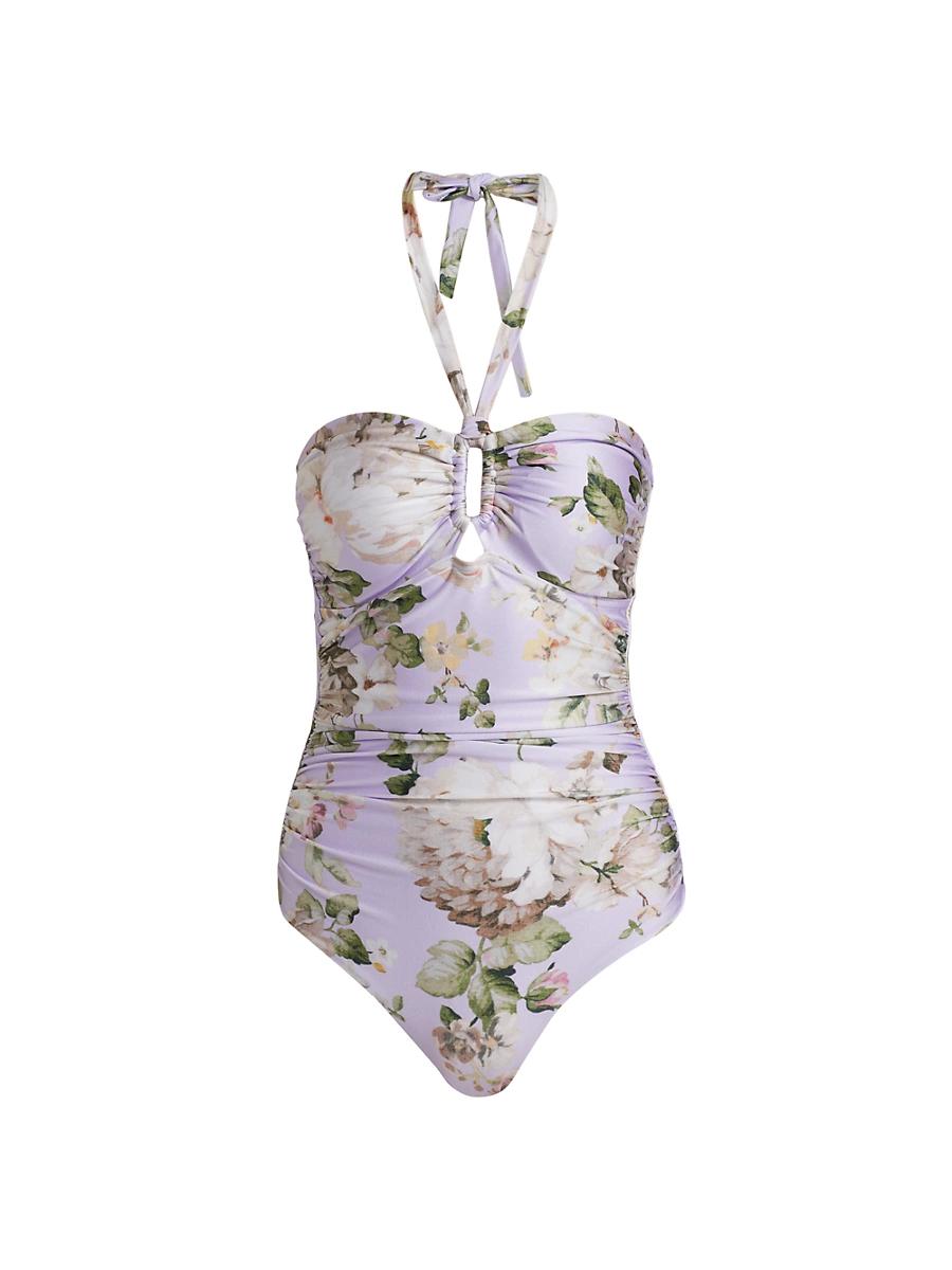 Womens Acacia Floral Halter One-Piece Swimsuit Product Image