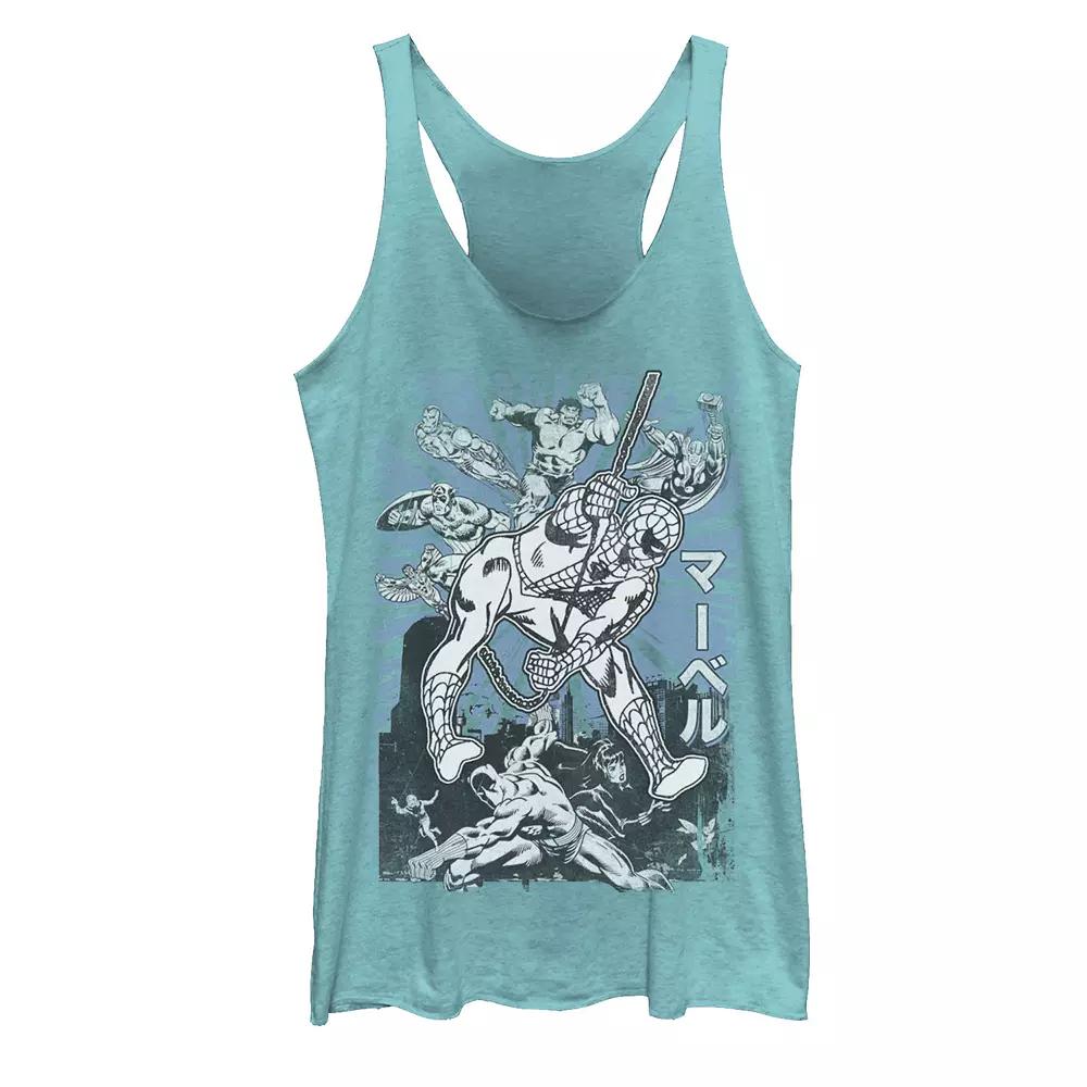 Juniors Marvel Avengers Kanji Group Shot Spider-Man Tank Top, Girls Product Image
