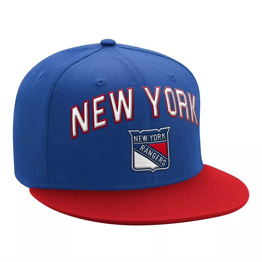 Men's Starter Blue/Red New York Rangers Arch Logo Two-Tone Snapback Hat, Ran Blue Product Image