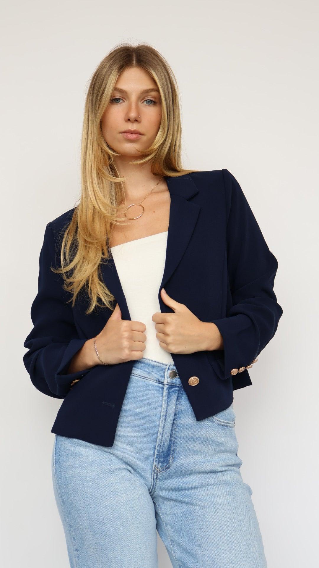 Polished Navy Cropped Blazer Product Image