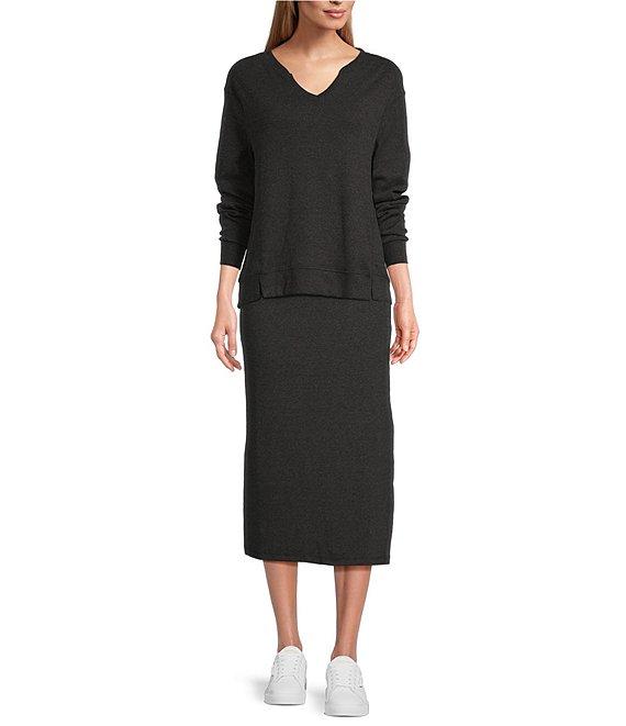 Westbound Notch Neck Long Sleeve Ribbed Top Product Image