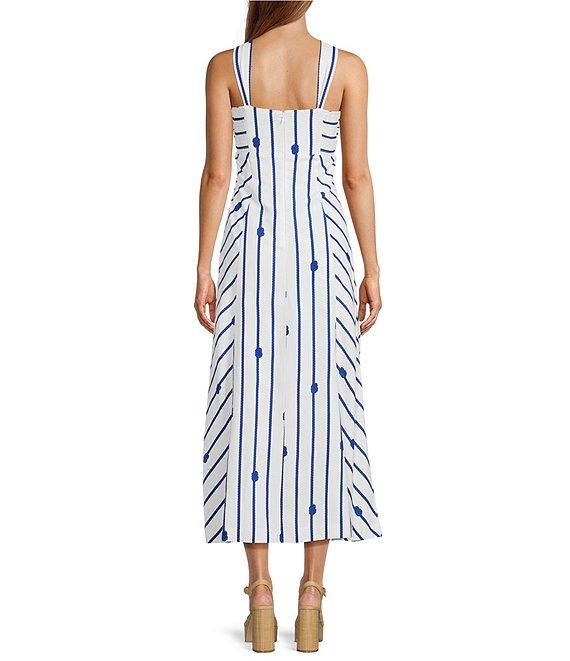 Antonio Melani Nicki Linen Blend Rope Print Halter Sleeveless A-Line Maxi Dress Product Image